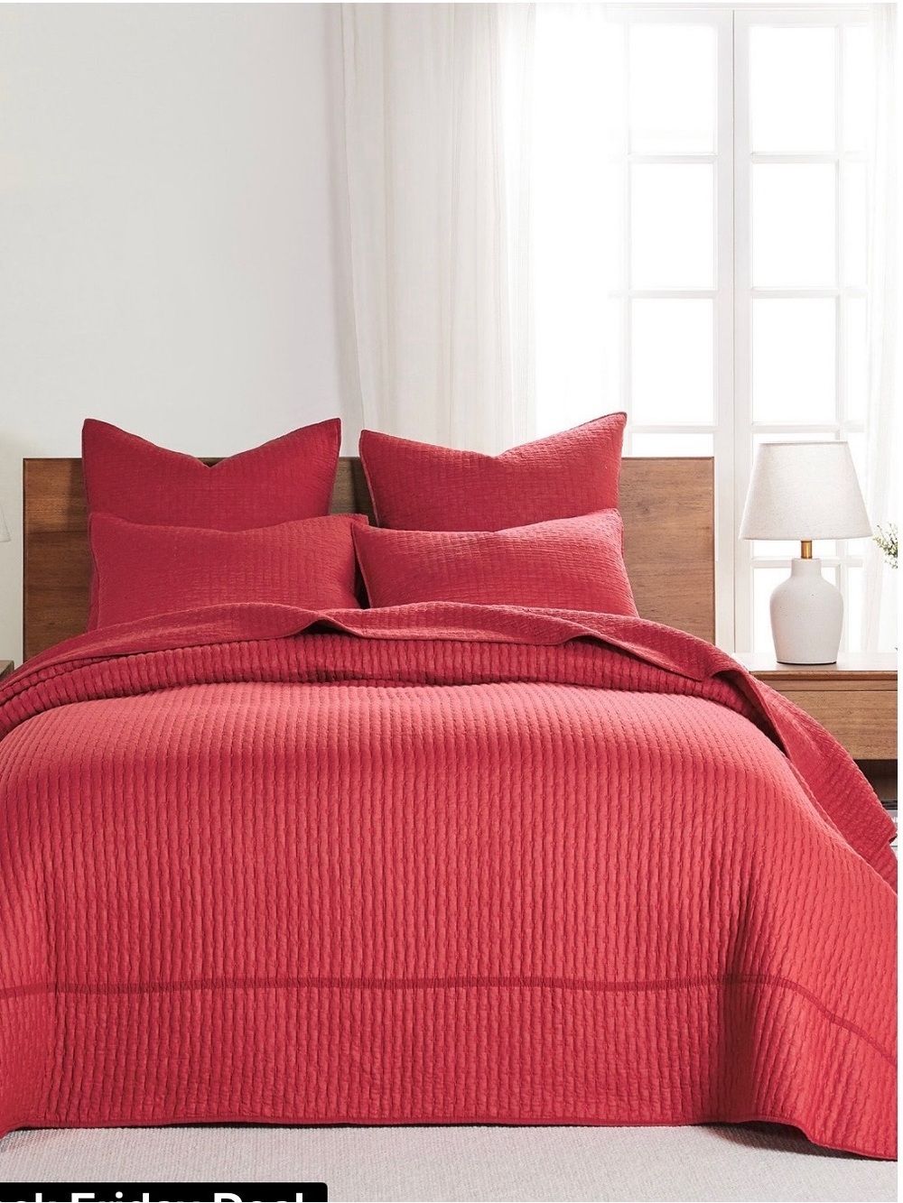 Levtex Chile Red Cross-Stitch 3-Pc Bedspread Set